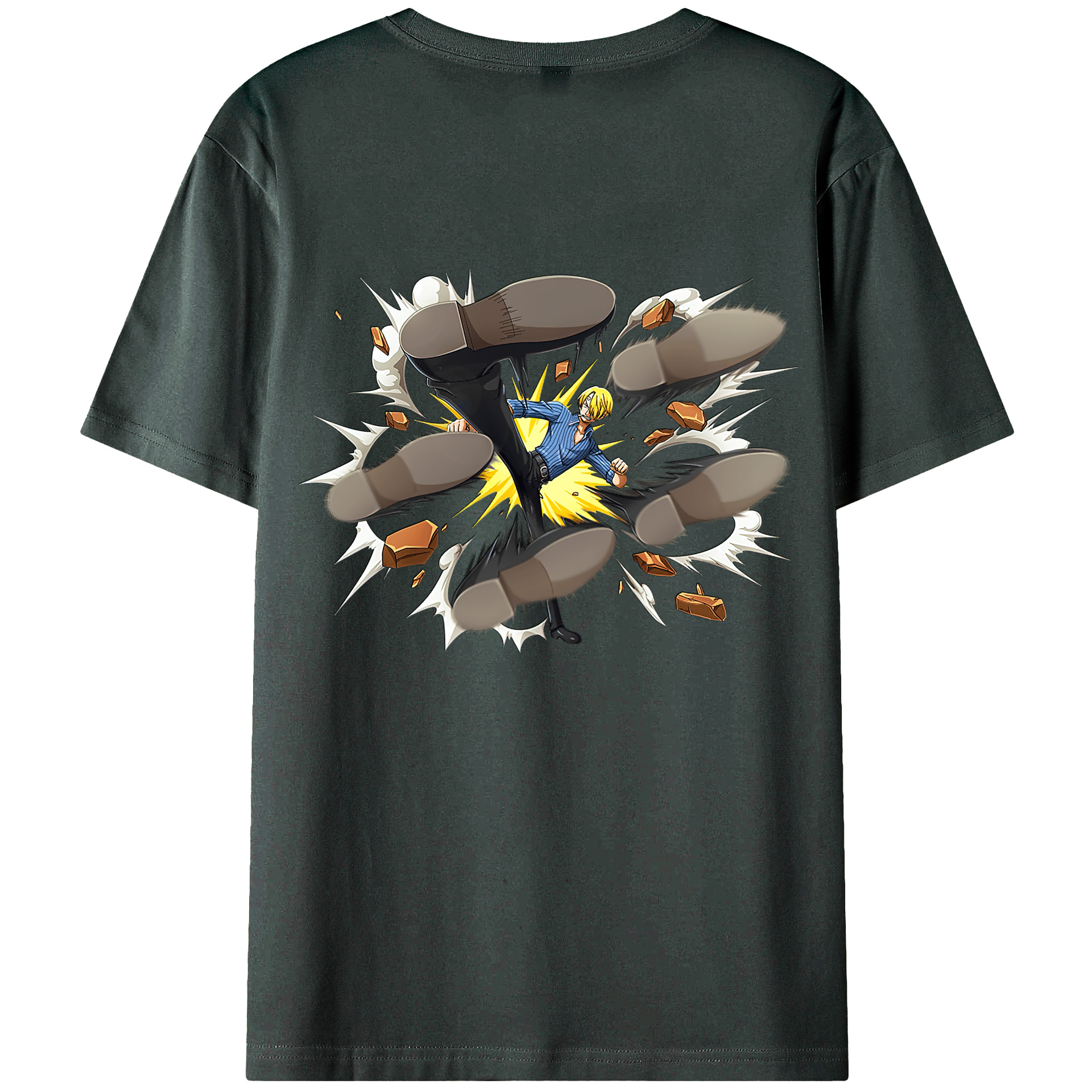 （画像用） ワンピース サンジ ONE PIECE Sanji 綿100％ メンズ半袖Tシャツ（バックプリント） 通気性